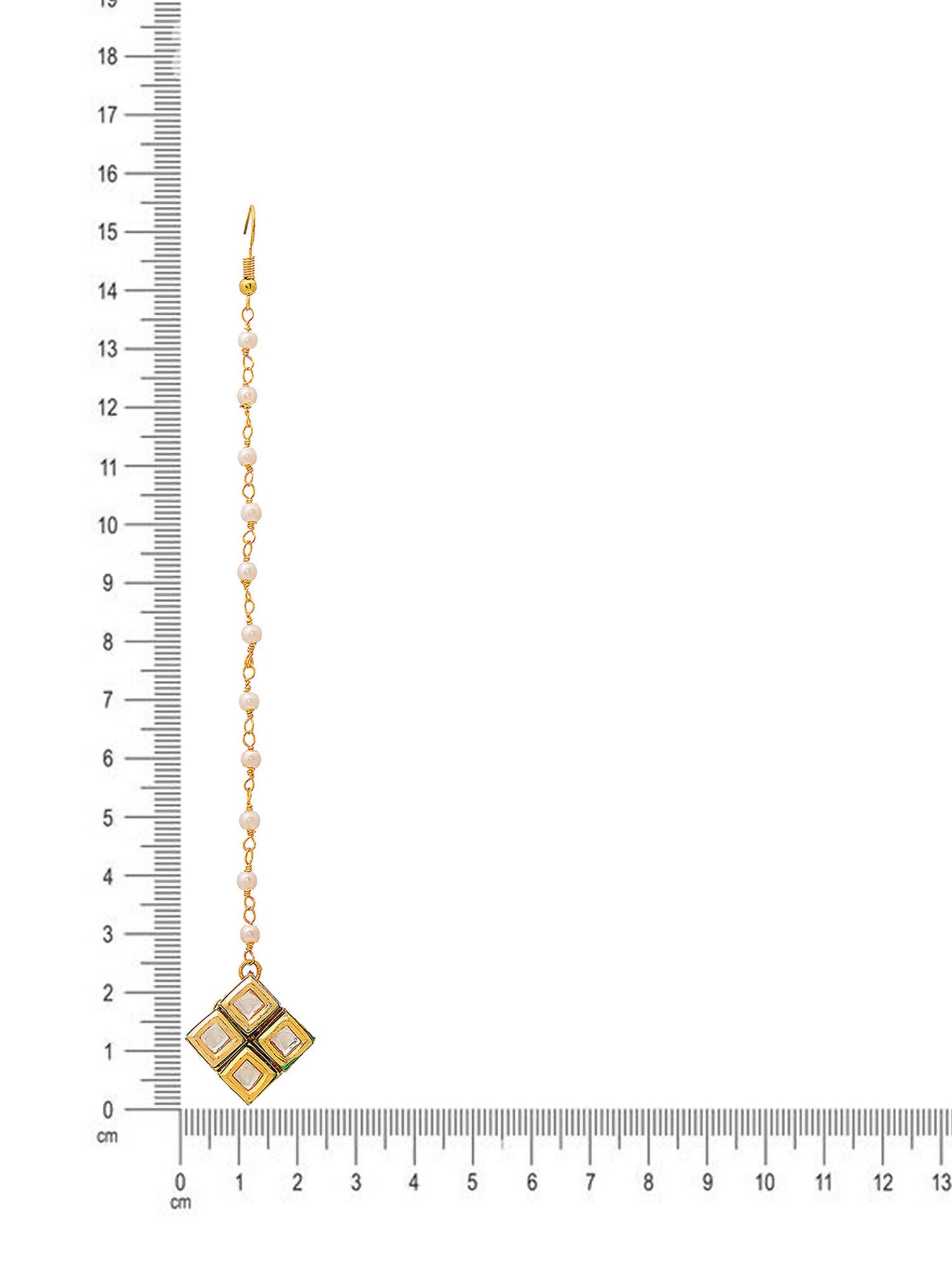 Ruby Raang Gold Square Kundan Maang Tikka