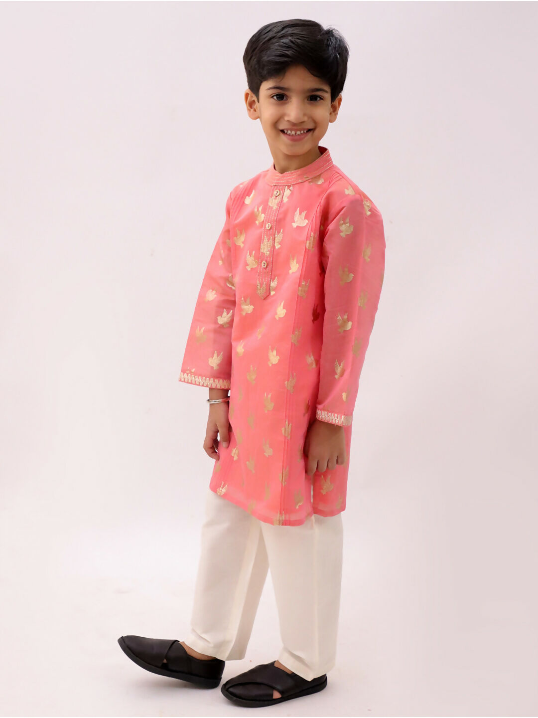 Lil Drama Mishti Peach Kurta Pyjama Set For Boys