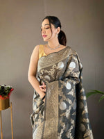 Thumbnail for Preksha Creation Banarasi Soft Silk Women Grey Saree - Distacart