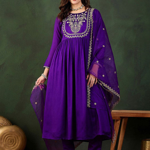 Sangria Embroidered Kurta & Trouser With Dupatta Kurta Set - Distacart