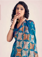 Thumbnail for Preksha Creation Banarasi Soft Silk Women Skyblue Saree - Distacart