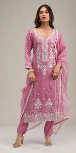 Thumbnail for Anaita Pink Embroidered Silk Stitched Salwar suit - Distacart