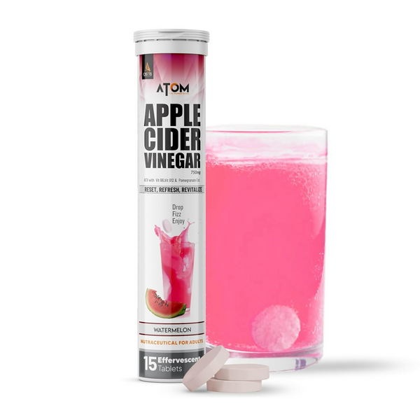 As-It-Is Atom Apple Cider Vinegar Effervescent Tablets Water Melon Flavor For Weight Loss
