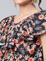 Thumbnail for Ahalyaa Women Black Crepe Digital Print Top with Palazzo Set - Distacart