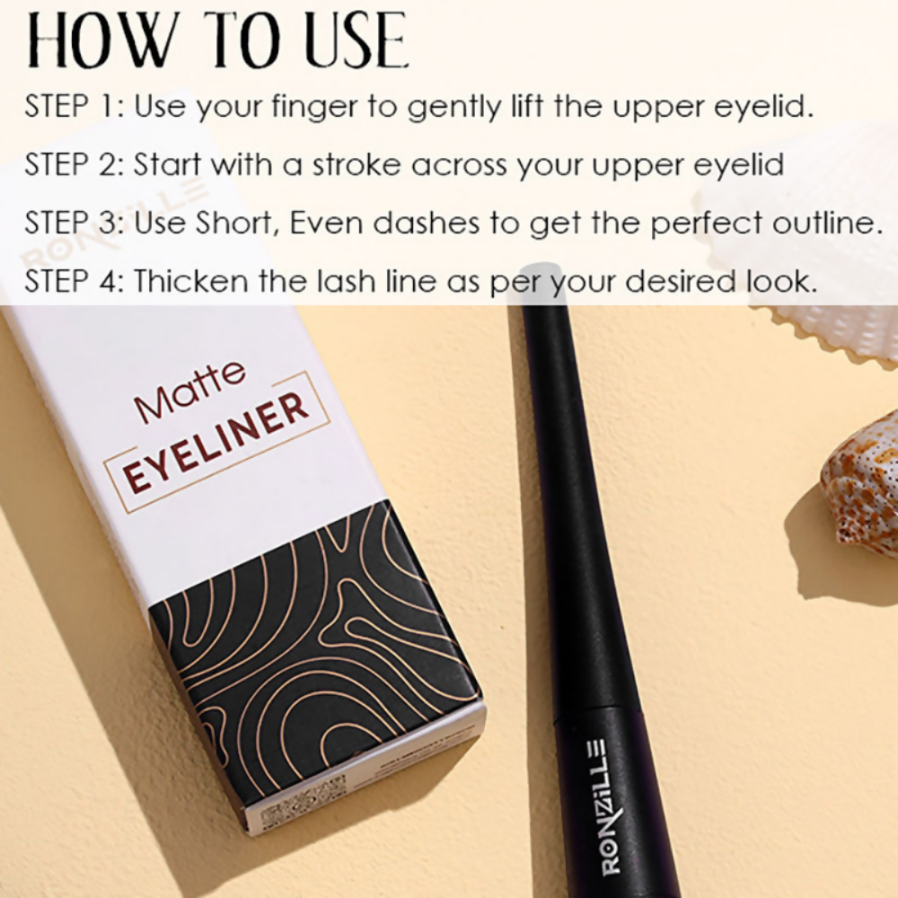 Ronzille Smudgeproof And Waterproof Liquid Matte Eyeliner - Black - Dista