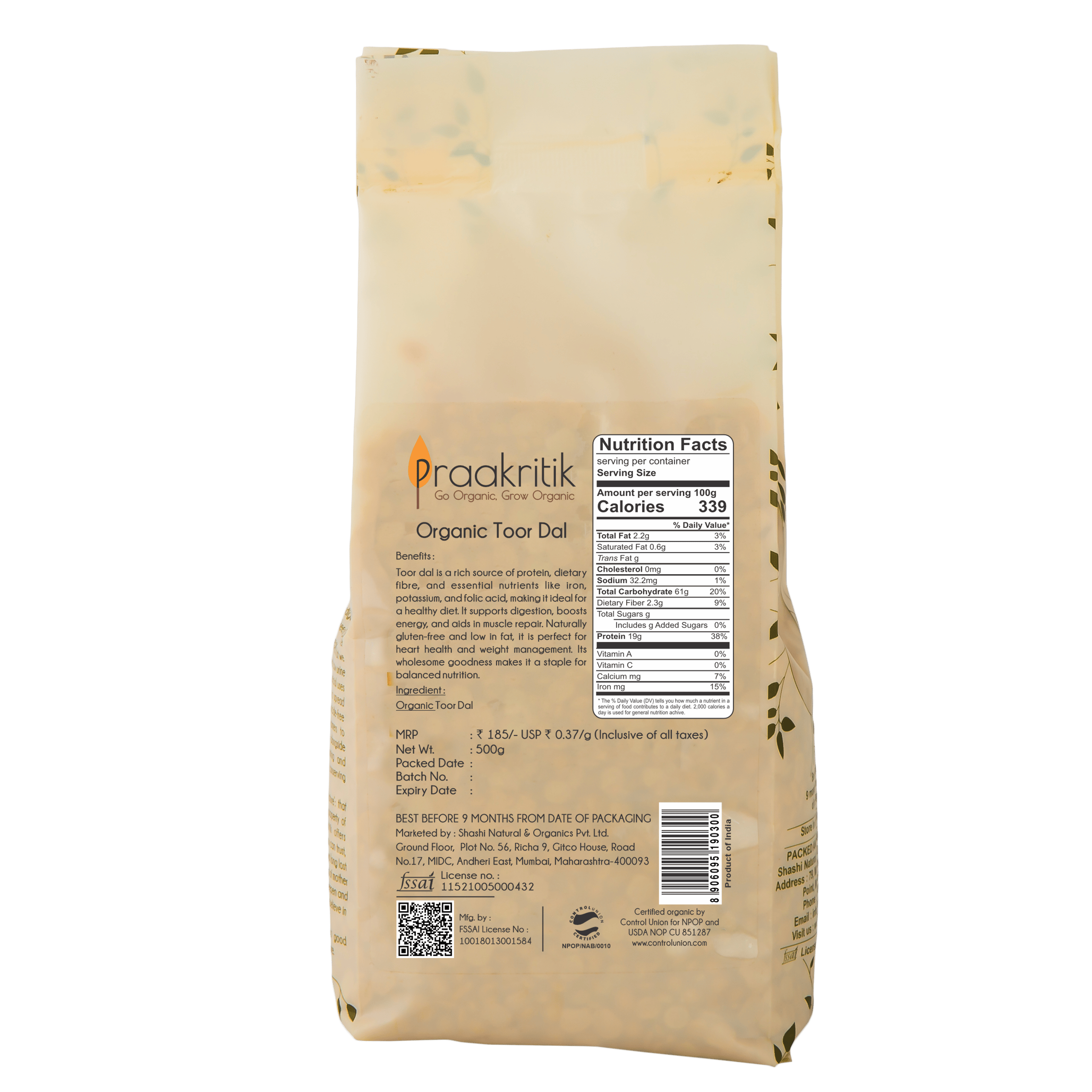 Praakritik Organic Tuvar Dal - Distacart