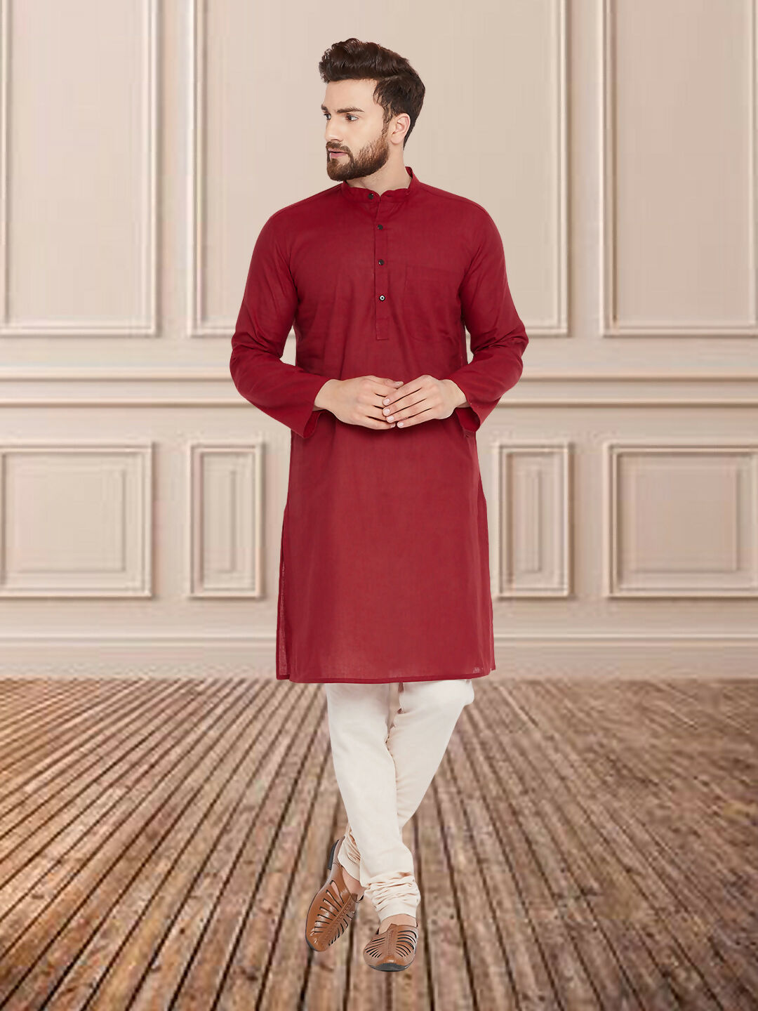 Even Apparels Men's Pure Cotton Maroon Kurta - Distacart
