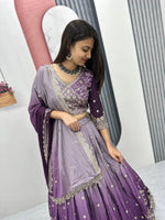 Thumbnail for Teeya Creation Multi Color Chinon Silk Heavy Embroidery Work Fully Stitched Lehenga Choli - Distacart