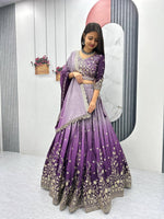 Thumbnail for Teeya Creation Multi Color Chinon Silk Heavy Embroidery Work Fully Stitched Lehenga Choli - Distacart