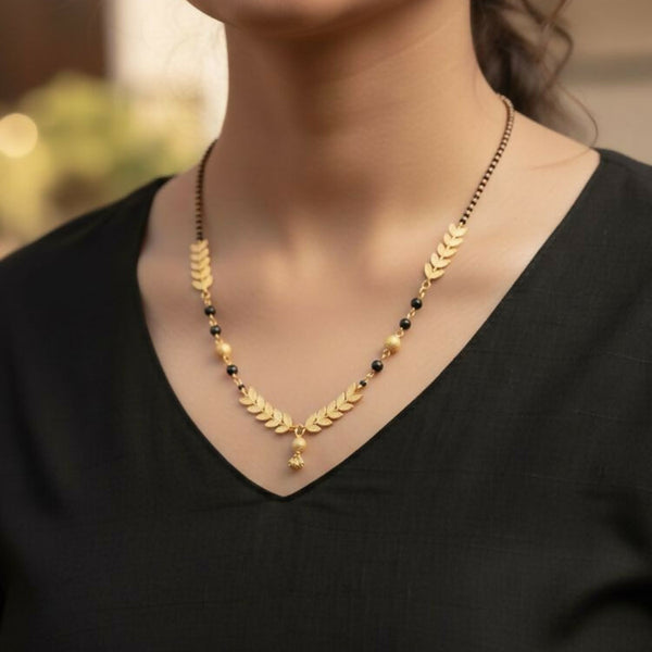 NVR Women Gold Plated Black Beaded Short Design Mangalsutra - Distacart