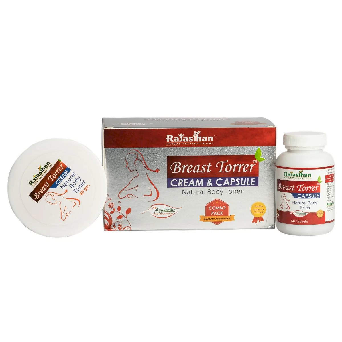 Rajasthan Herbals Breast Torrer Enlargement Cream & Capsules Combo - Distacart