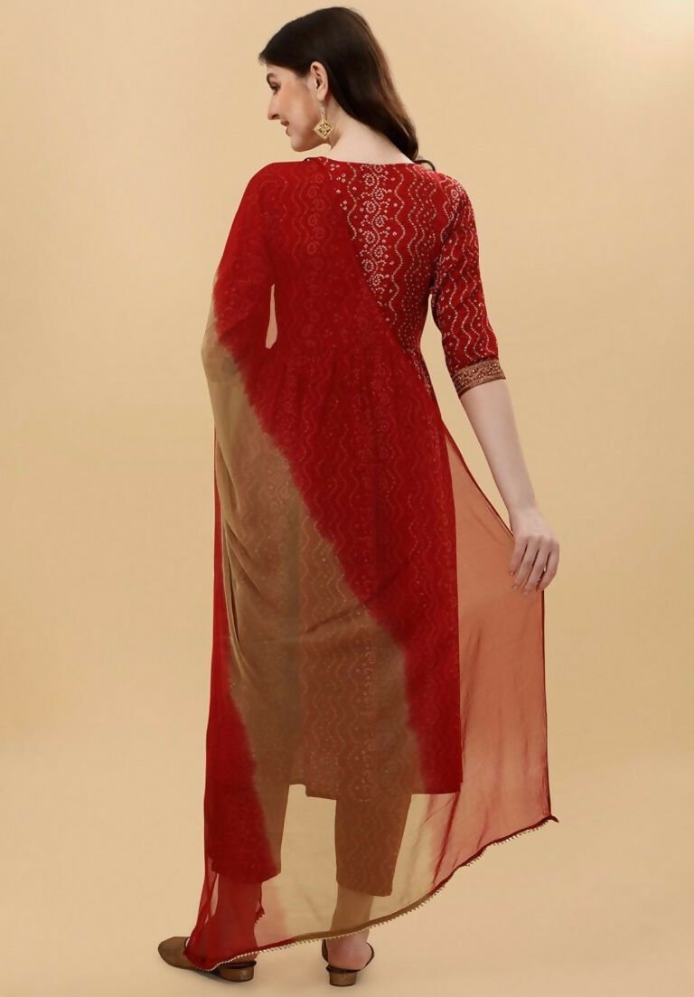 Alvano Alvano Stylish Lehriya Kurti with Pant and Dupatta Set for Women's and girls - Distacart