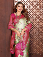 Thumbnail for Aastha Fashion Pista Tissue Silk Weaving Saree - Distacart