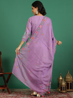 Thumbnail for Sangria Embroidered V- Neck Kurta & Trousers With Dupatta