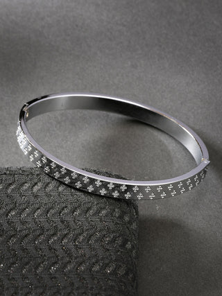 NVR Men's Silver-Plated Stainless Steel Kada Bracelet - Distacart