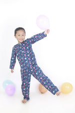 Thumbnail for Breathables Kids Cotton Owl Print Co-Ord Night Suit – Navy Blue - Dista