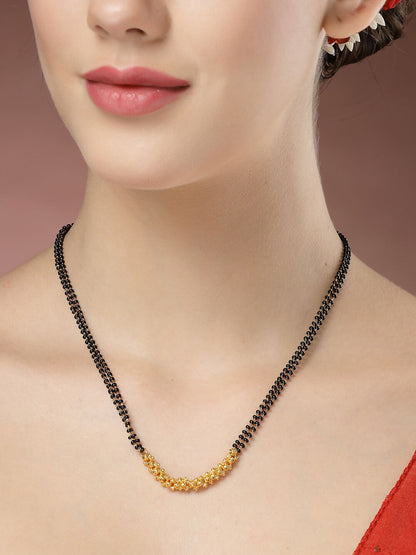 NVR Women's Set of 2 Black Gold-Polished & Beaded Mangalsutra - Distacart