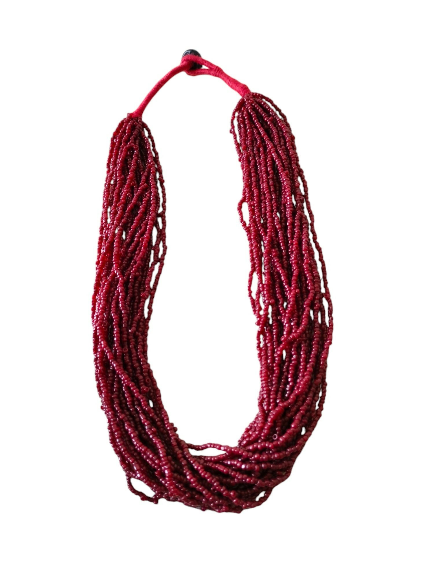 Inhanns Handmade Beaded Multilayer Necklace, 20 Layers - Maroon - Distacart