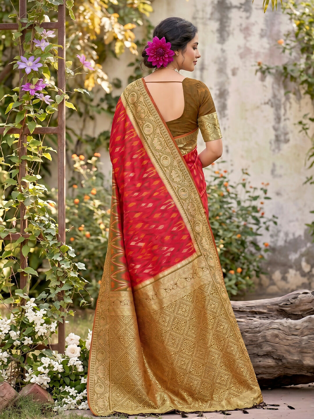 Shree Shyam Fashion Red Soft Silk Saree - Dista
