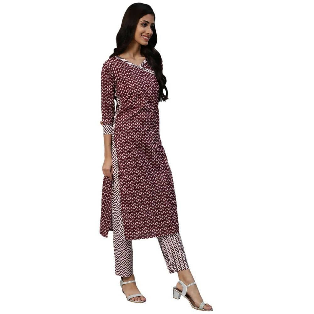 Anubhutee womens Maroon Kurta Trouser with Dupatta Set - Distacart