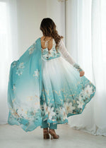 Thumbnail for Joban Fashion Aqua Blue Kurta Set Organza Sequin Embroidery Work - Distacart