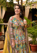Thumbnail for Wedding Designer Multi Soft Dola Silk Anarkali suit with Dupatta - Sanj - Distacart