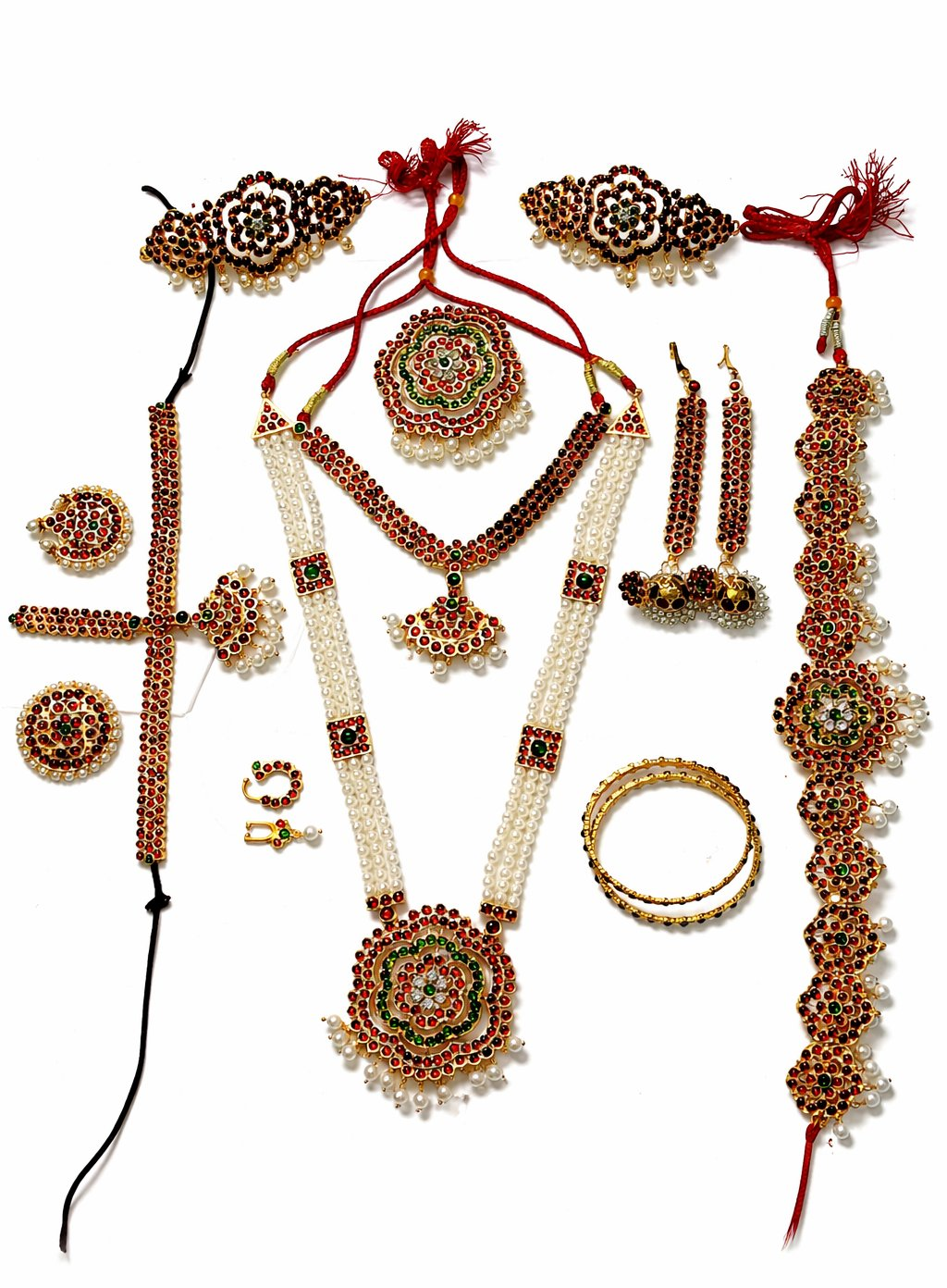 Elite Trading Bharatanatyam Dance Jewelry Set for Kids Traditional Temple Design Stage Performance Accessories, (6 to 14 years) - Distacart