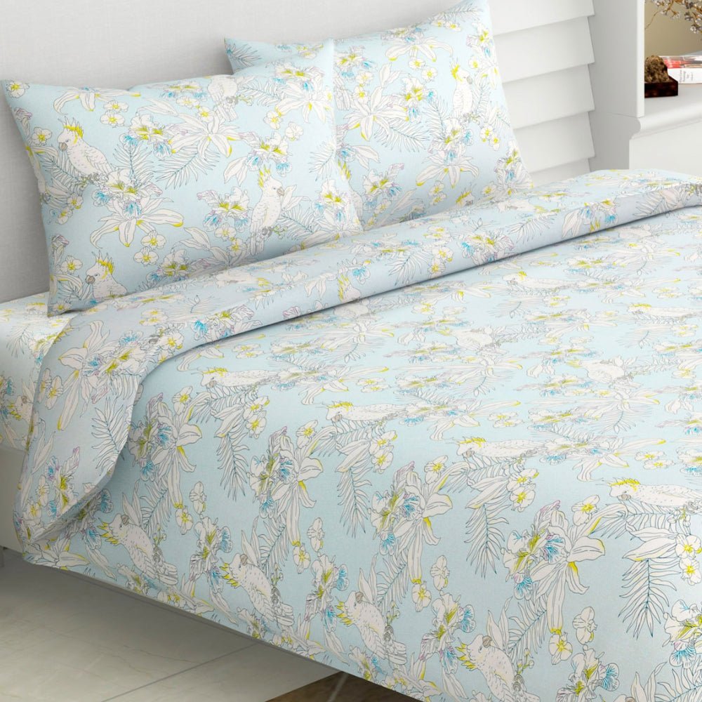 Haus & Kinder Tropical Bird, 100% Cotton Double Bedsheet, 144 TC - Dista