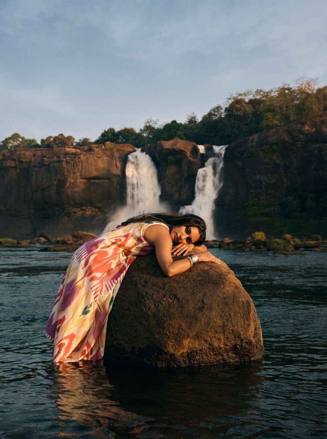 trueBrowns Pink Cotton Ikat Sleeveless Dress - Distacart