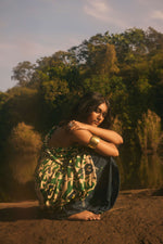 Thumbnail for trueBrowns Green Muslin Ikat Ready to Wear Saree - Distacart