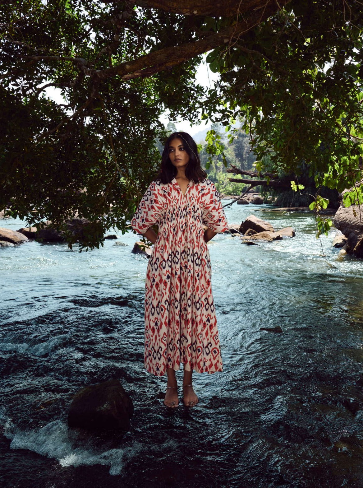 trueBrowns Carrot Cotton Ikat Dress - Distacart