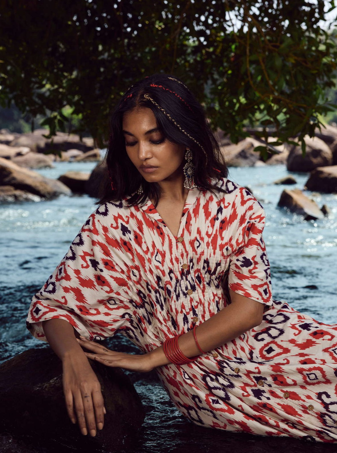 trueBrowns Carrot Cotton Ikat Dress - Distacart