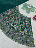 Thumbnail for Jyoti Fashion Women's Bottle Green Faux Georgette Sequins with Thread Embroidered Designer Lehenga Choli Set - Distacart
