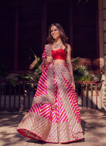 Thumbnail for Jyoti Fashion Red & Pink Digital Print with Sequin Codding Embroidered Georgette Lehenga Choli with Dupatta - Distacart