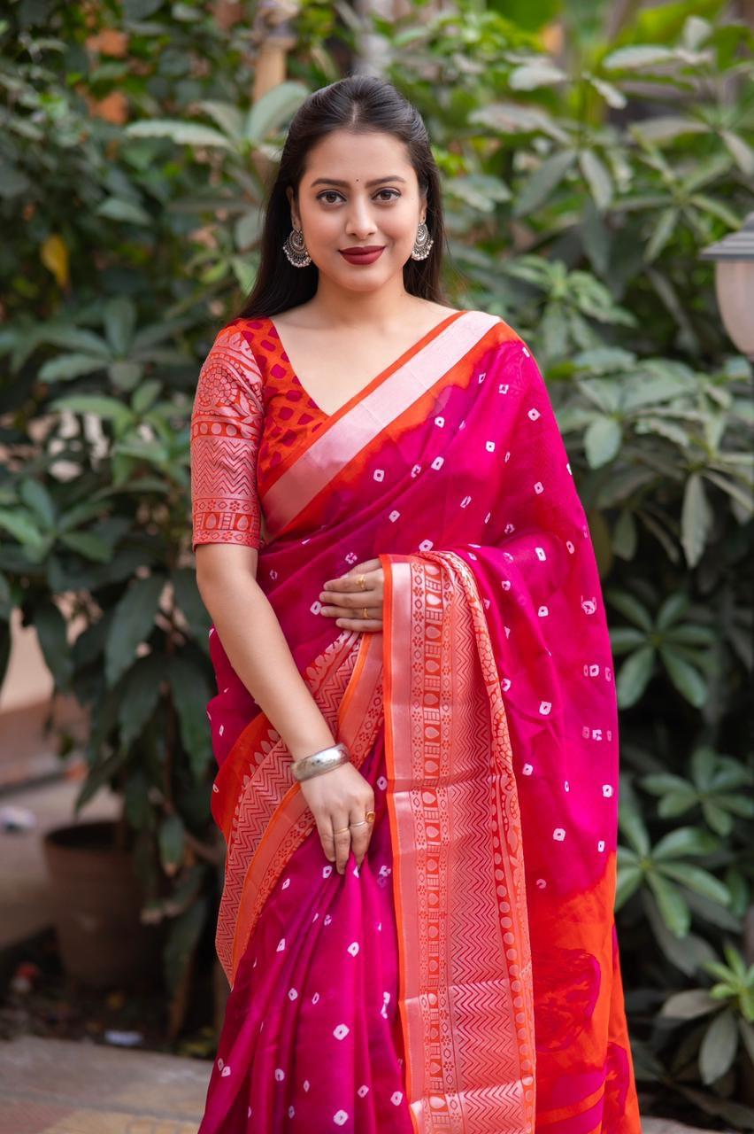 Rani Jute Silk Ethnic Motifs Saree with Unstitched Blouse - Hiral Fashion - Distacart