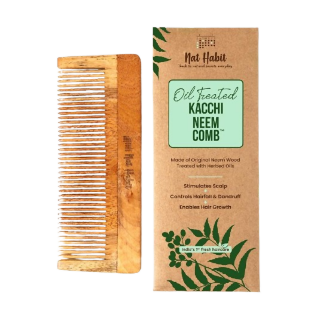 Nat Habit Fine Tooth Kacchi Neem Styling Comb - Distacart