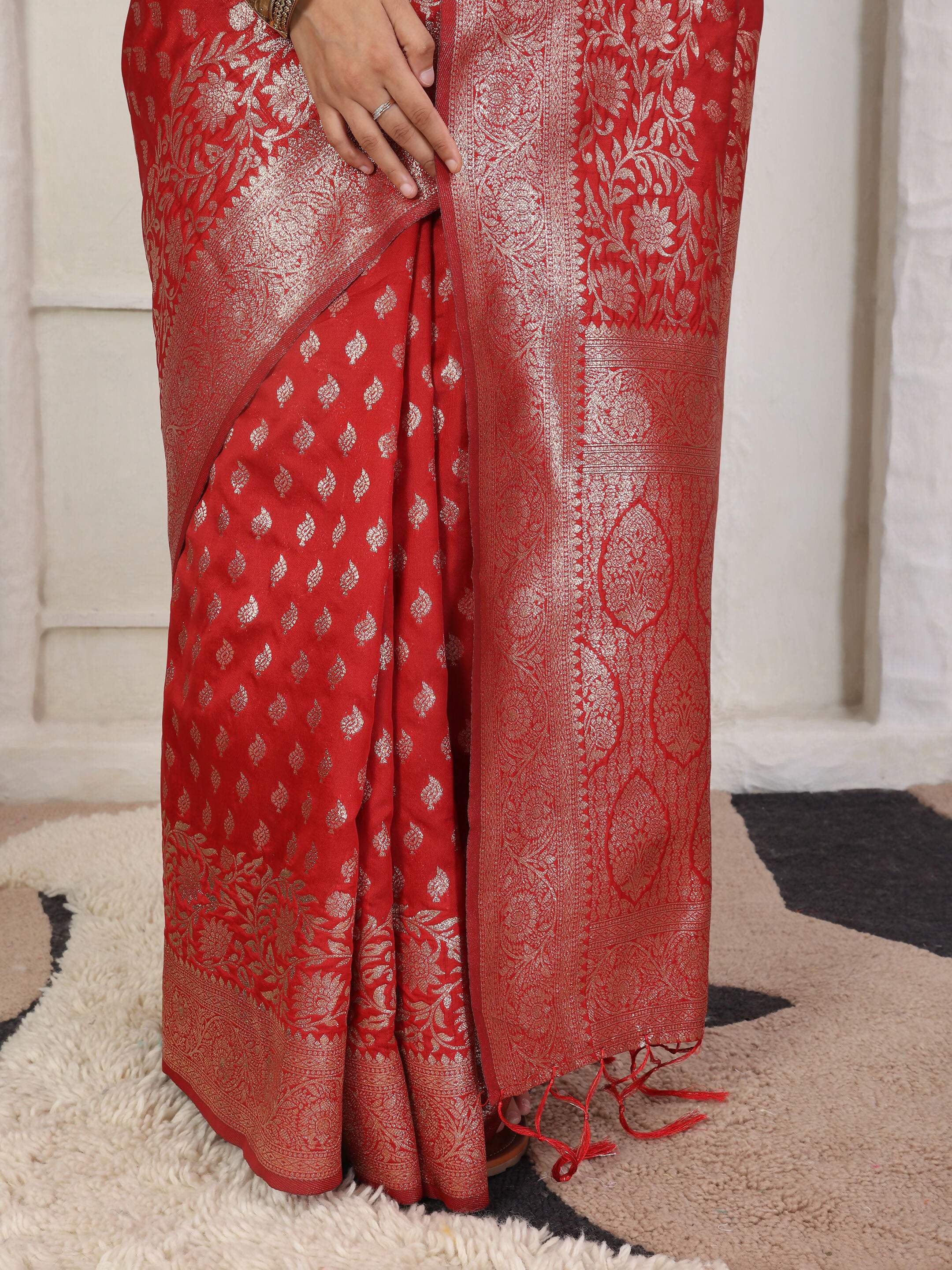 Astita Lichi Silk Red Saree