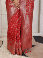 Thumbnail for Astita Lichi Silk Red Saree
