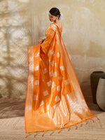 Thumbnail for Shree Shyam Fashion Orange Silk Blend Saree - Distacart
