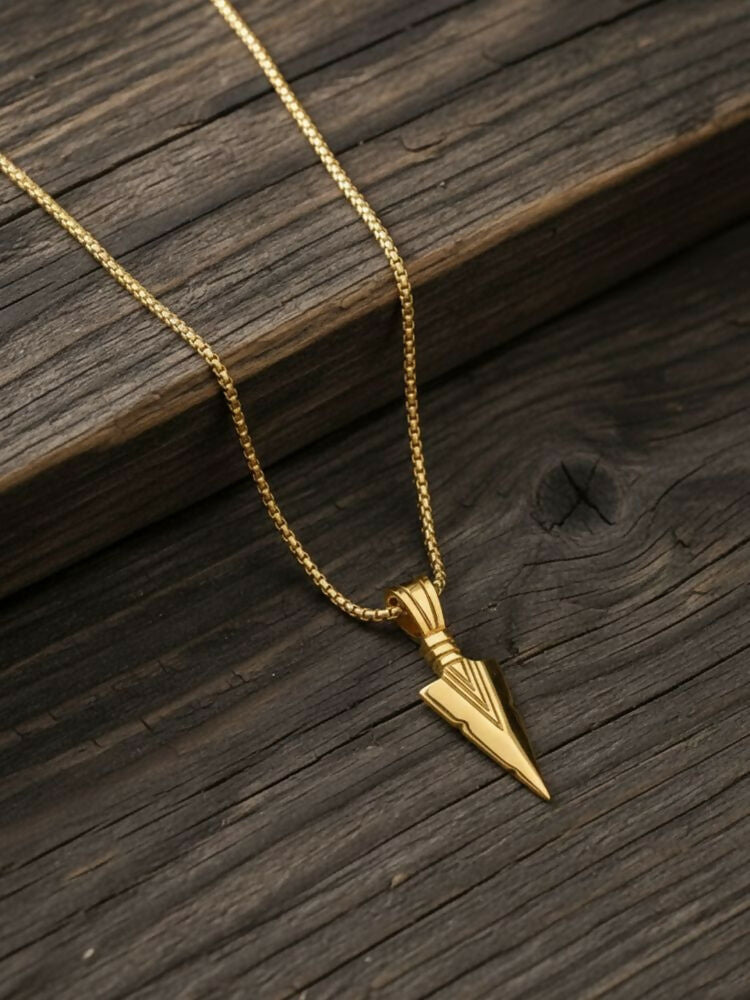 NVR Men's Arrow Shaped Gold Plated Pendant with Chain - Distacart