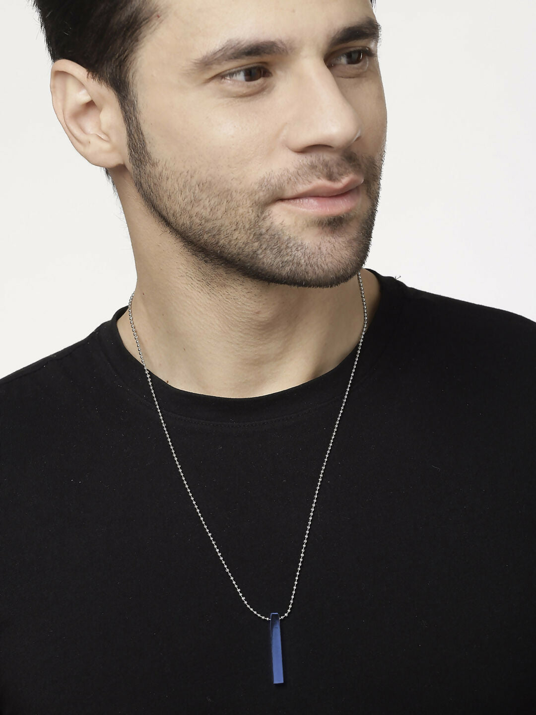 NVR Men's Set of 2 Gold & Blue Geomatric Pendent With Chain - Distacart