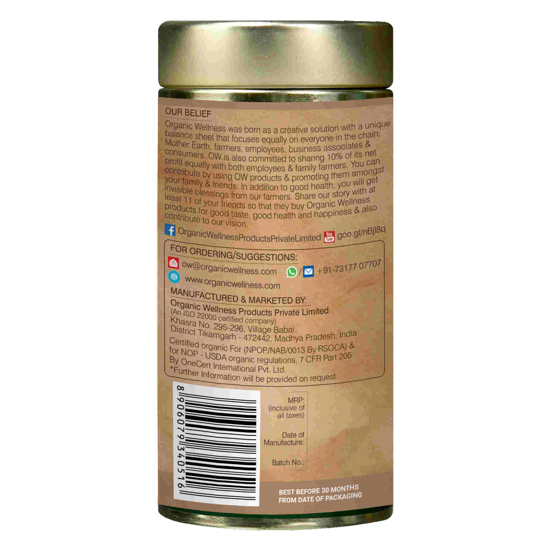 Organic Wellness Ow'Real Tulsi Lemon Tin Pack - Distacart