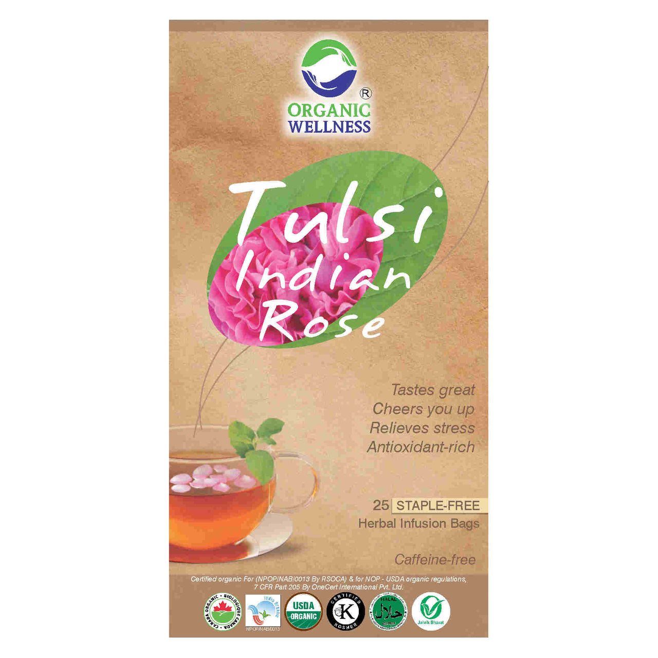 Organic Wellness Ow'real Tulsi Indian Rose Teabags - Distacart