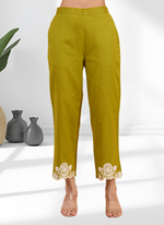 Thumbnail for Joban Fashion Green Cotton, Linen Embroidered Readymade Cord Set - Distacart