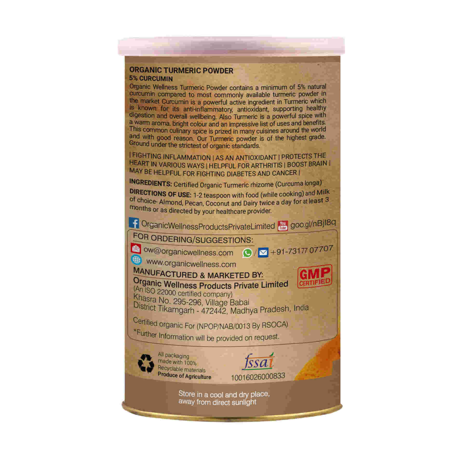 Organic Wellness Ow'zeal Turmeric Powder - Distacart
