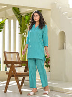 Thumbnail for Yufta Turquoise Blue Co-Ord Set