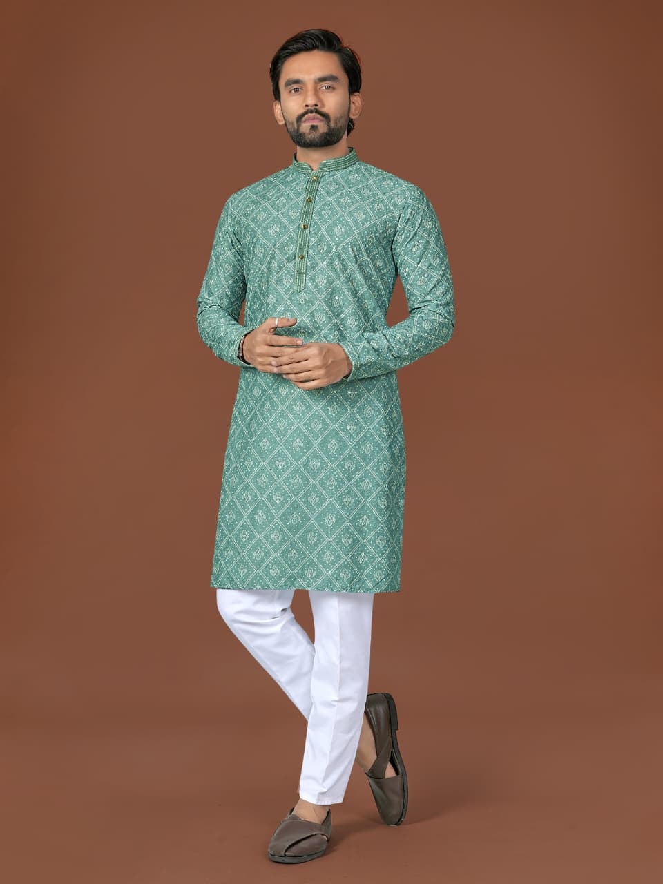 Anaita Sea Green Lucknowi Silk Straight Kurta - Distacart