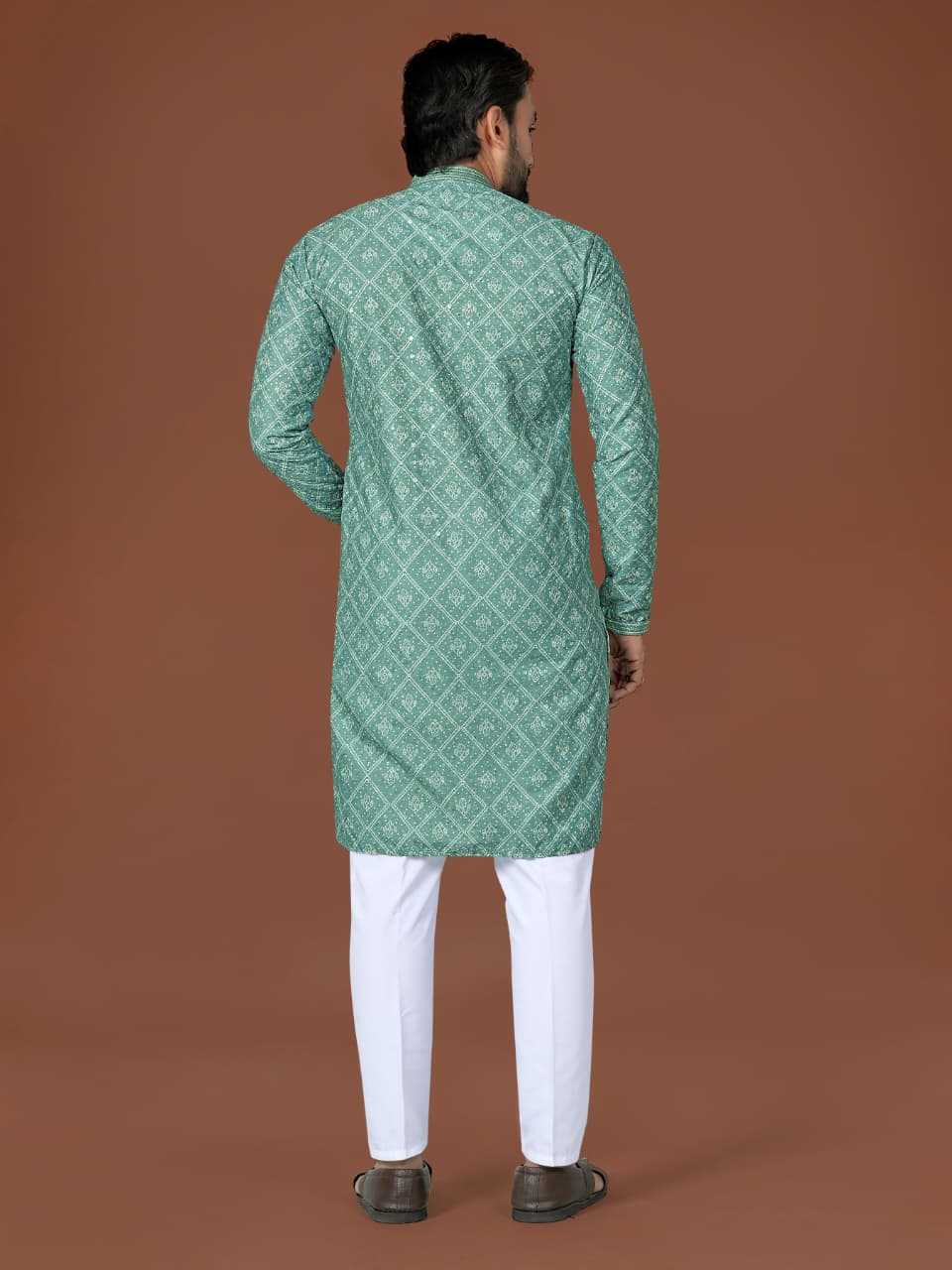 Anaita Sea Green Lucknowi Silk Straight Kurta - Distacart