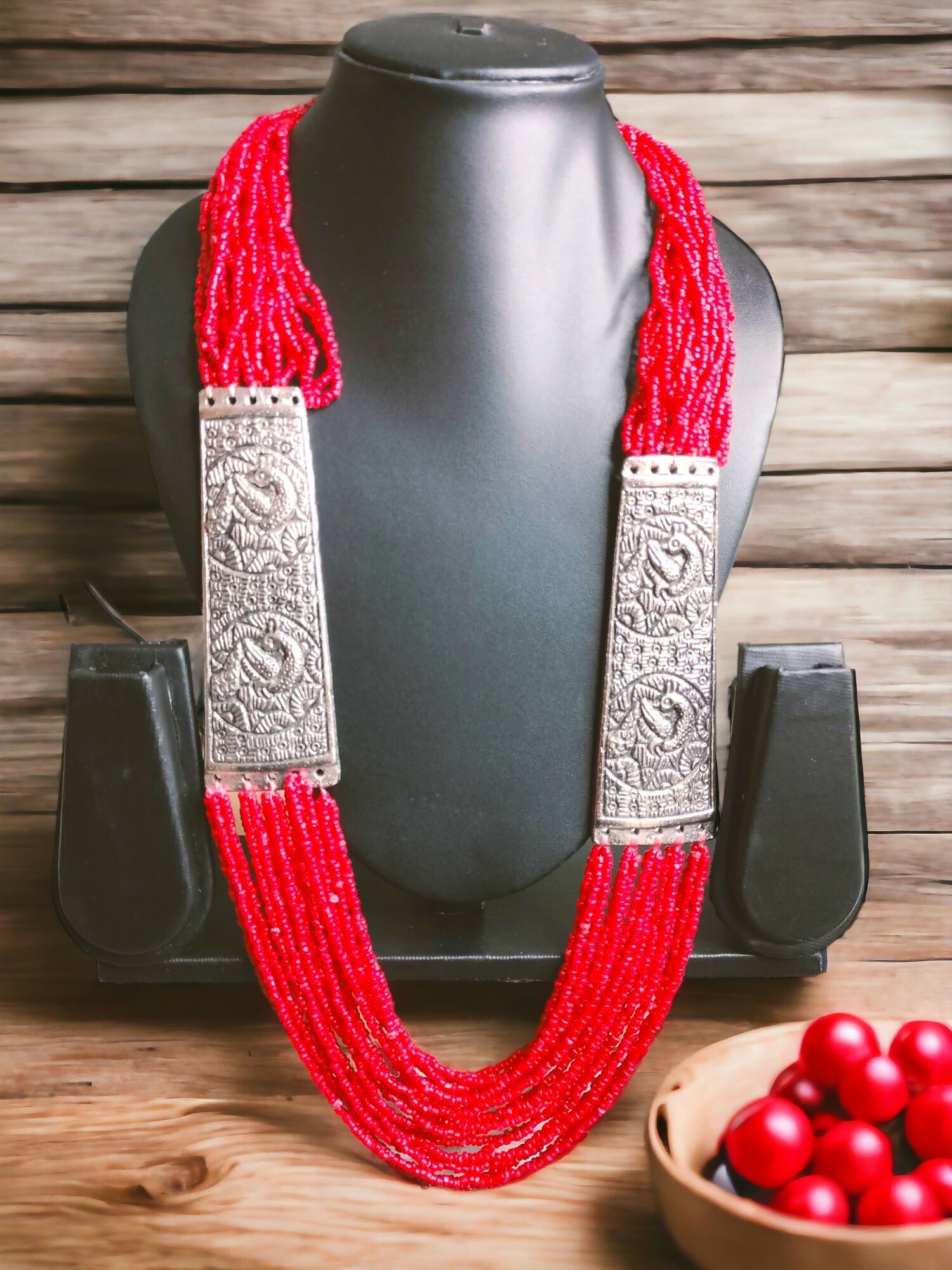 Inhanns Saree Shobha Statement Necklace - Red - Distacart