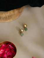 Thumbnail for Ruby Raang Green Aventurine Kundan Studs
